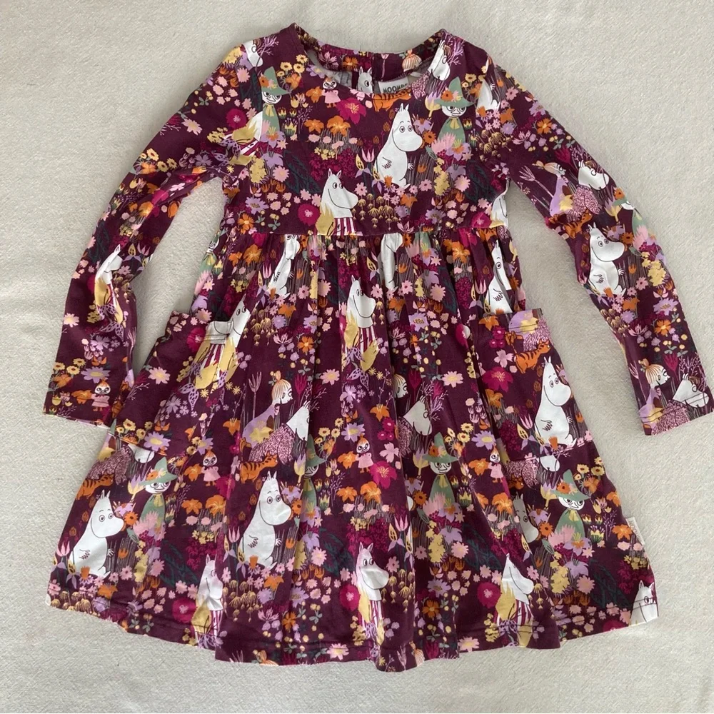 Moomin Forest Print Long Sleeve Kids Dress - Picture 1 of 4